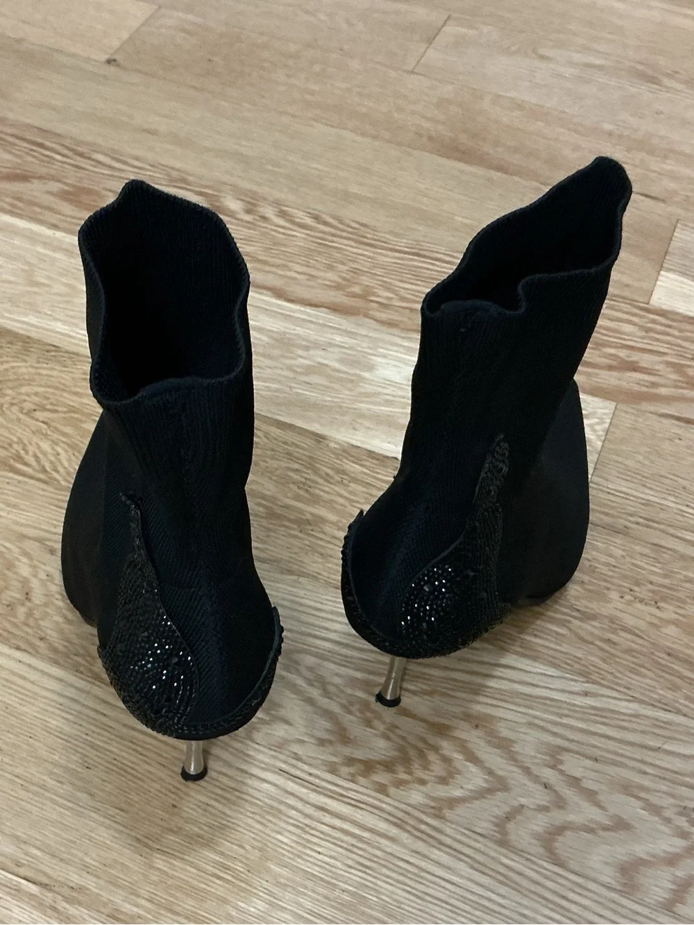 Staccato Women's Black Pointed Sock Ankle Boots
